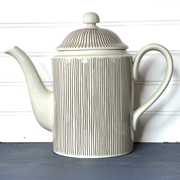 Fitz and Floyd Les Bands Cream Brown Coffee Teapot Lid 1976 735/74 CG Japan - Picture 1 of 7